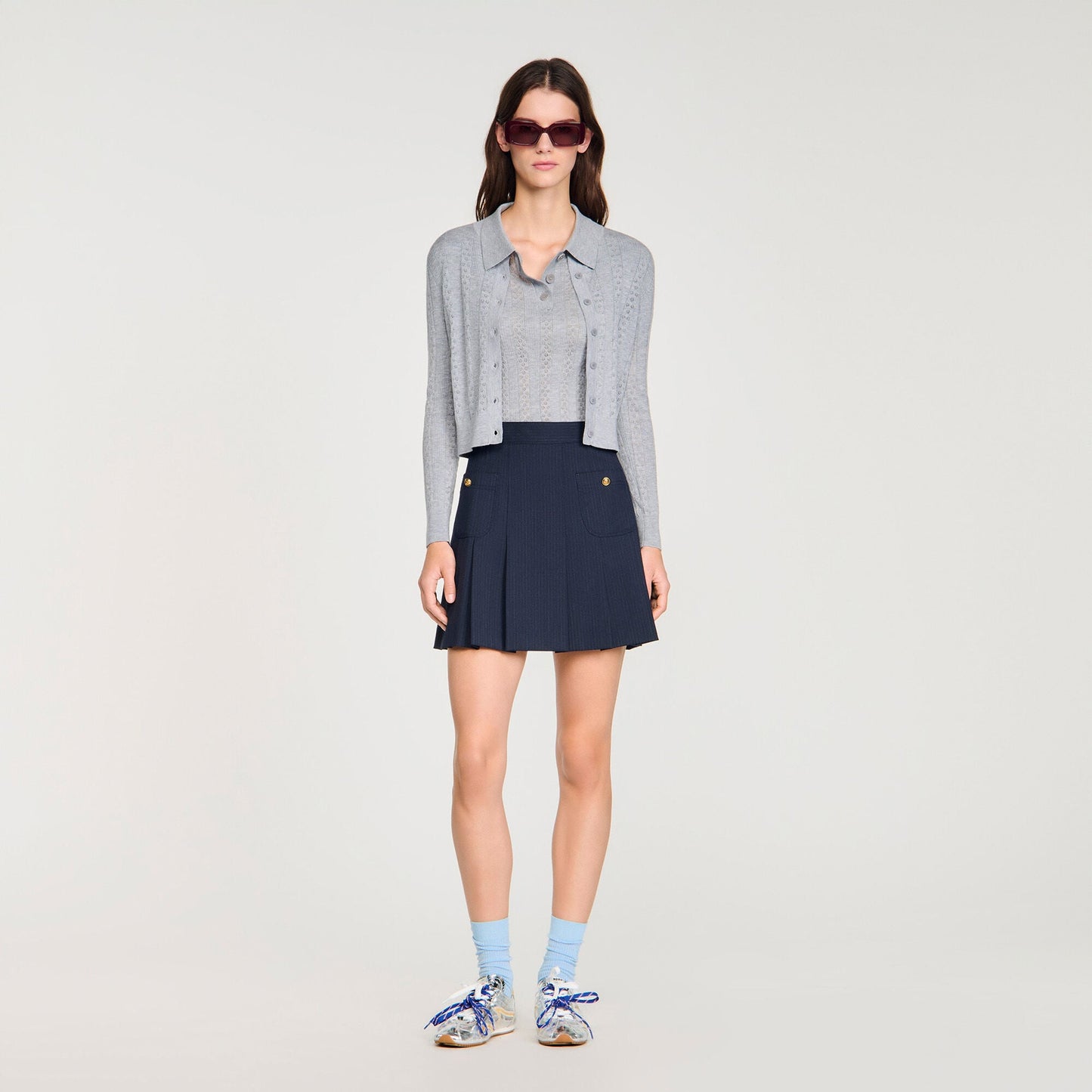 Pointelle knit cardigan