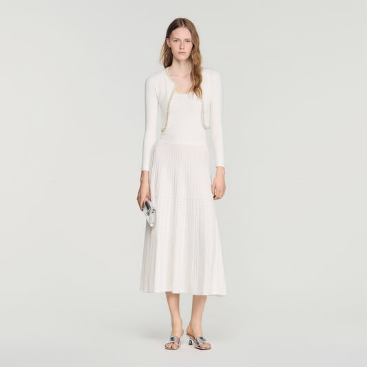 Cropped pearl and strass cardigan