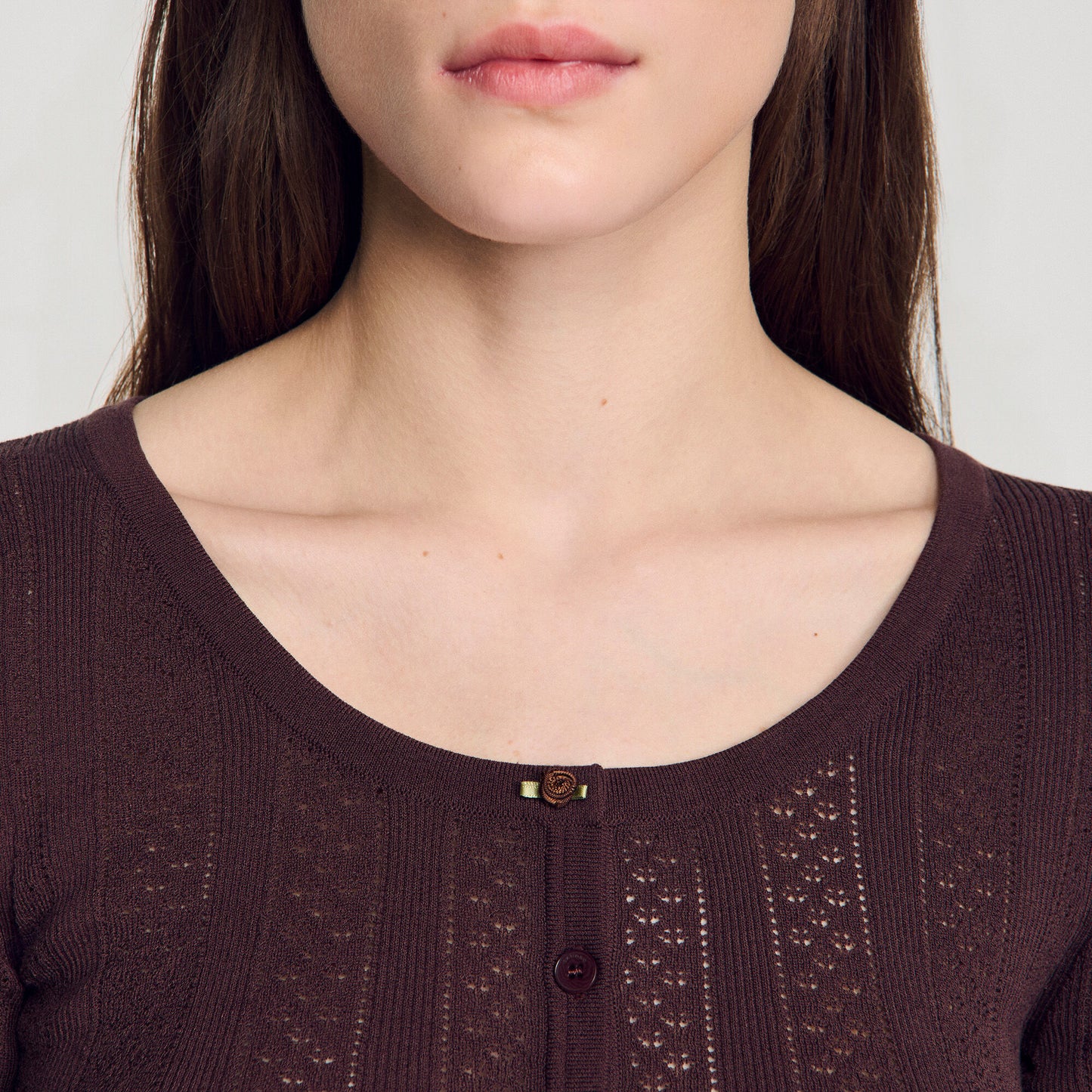Pointelle knit cardigan