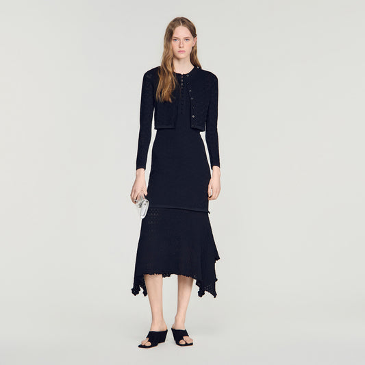 Decorative pointelle cardigan