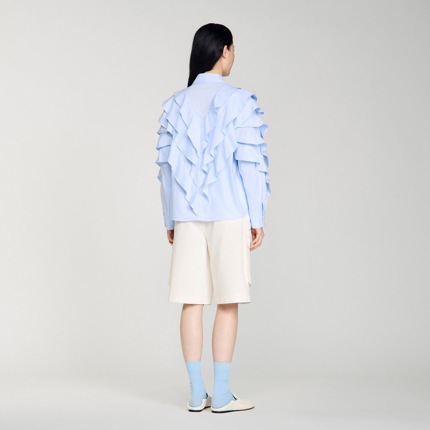Ruffled cotton shirt