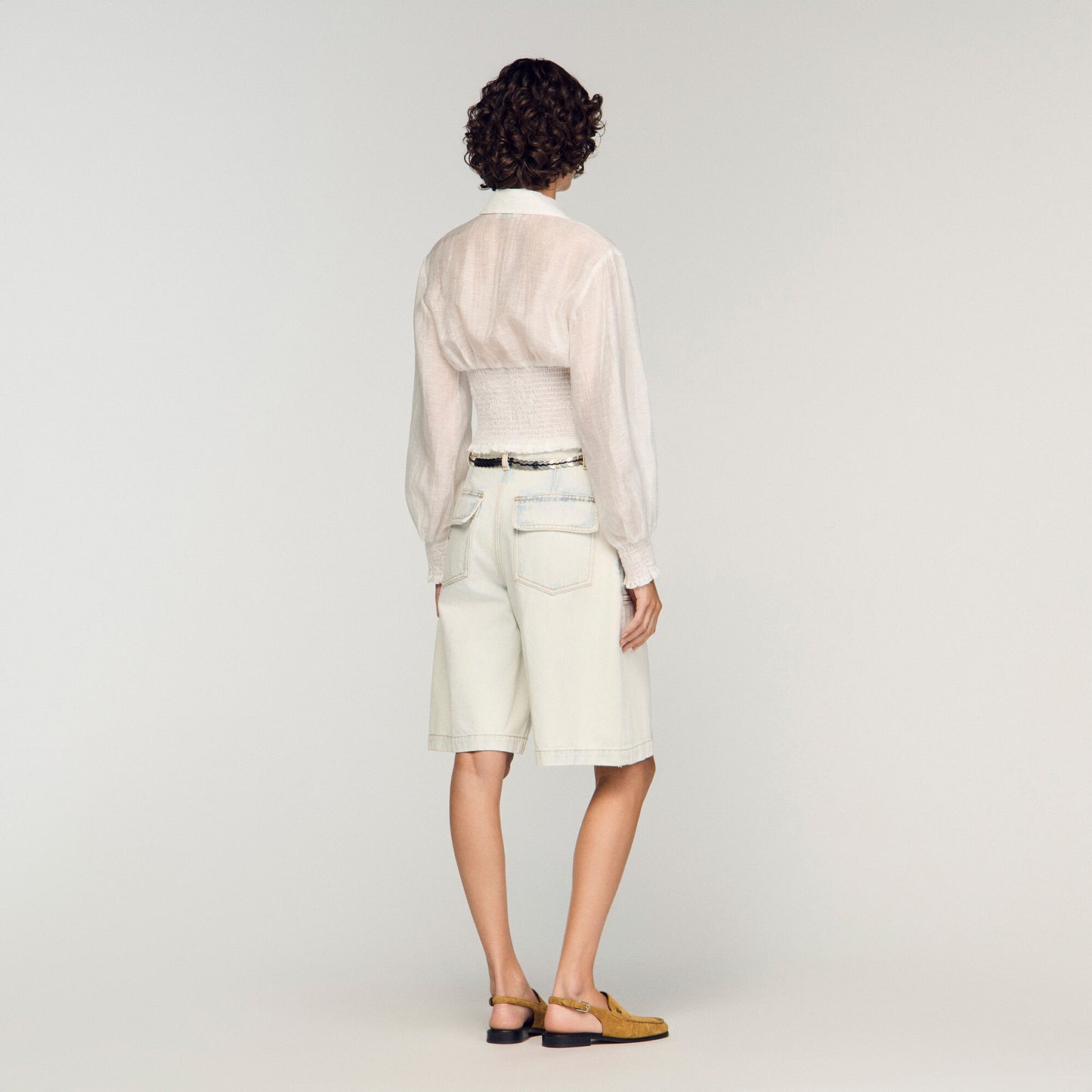 Smocked linen shirt