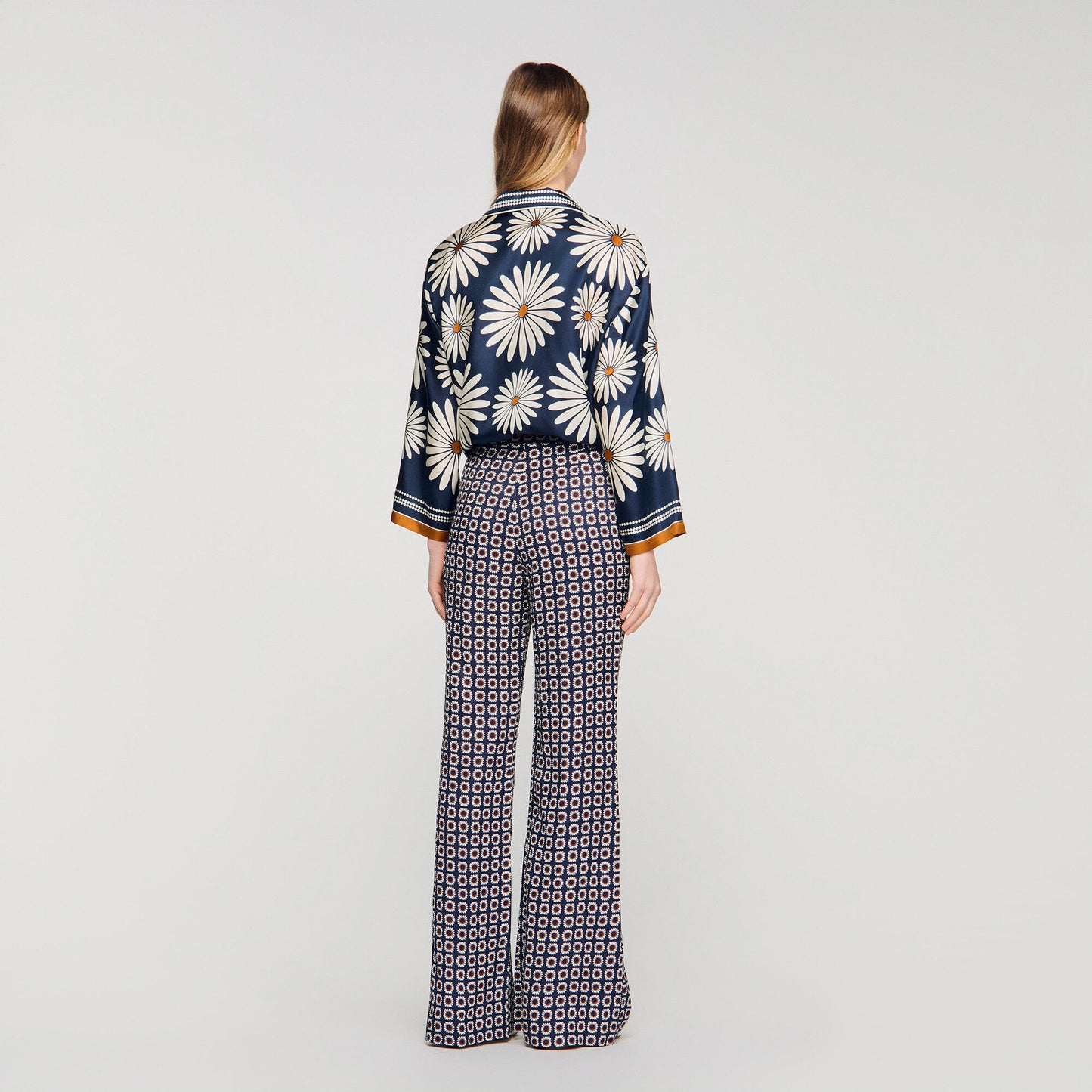 Floral print silk shirt