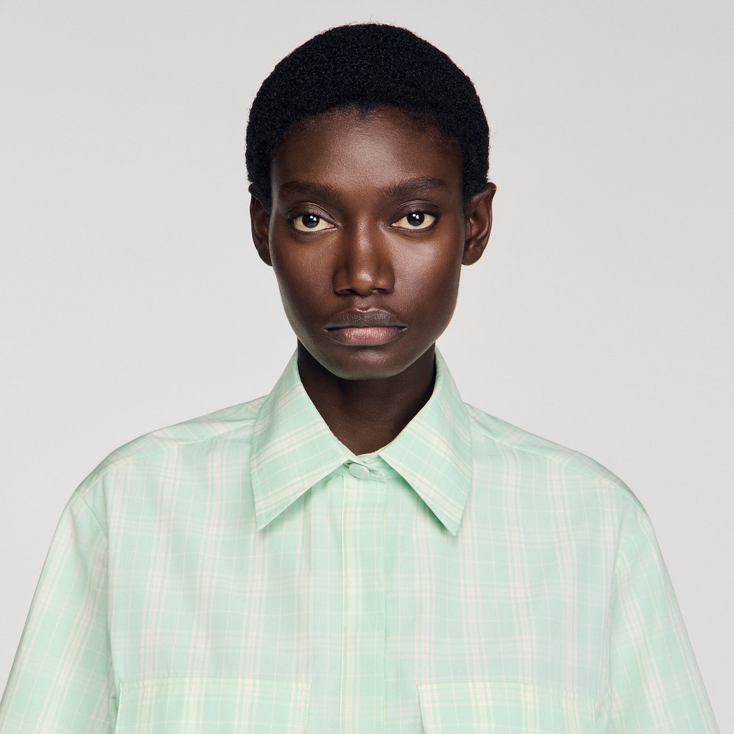 Short checked shirt