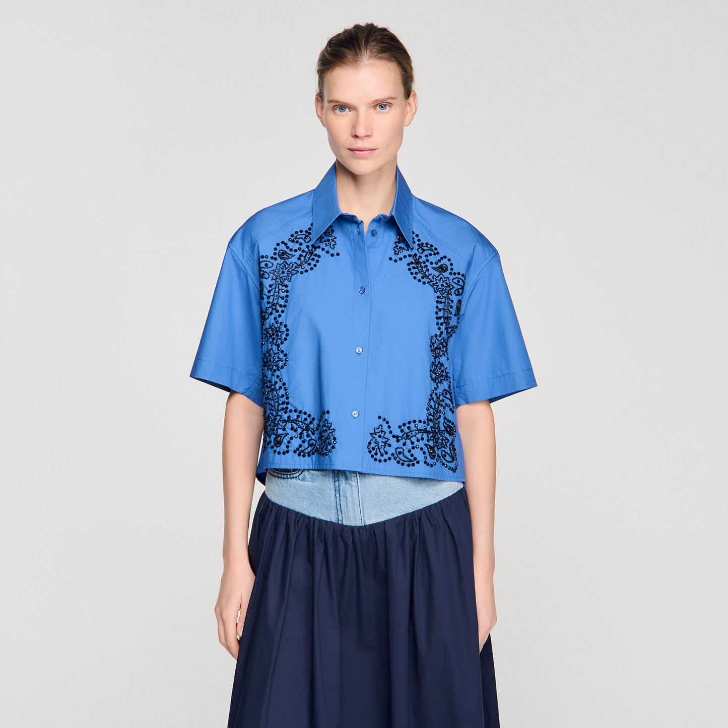 Embroidered and beaded shirt