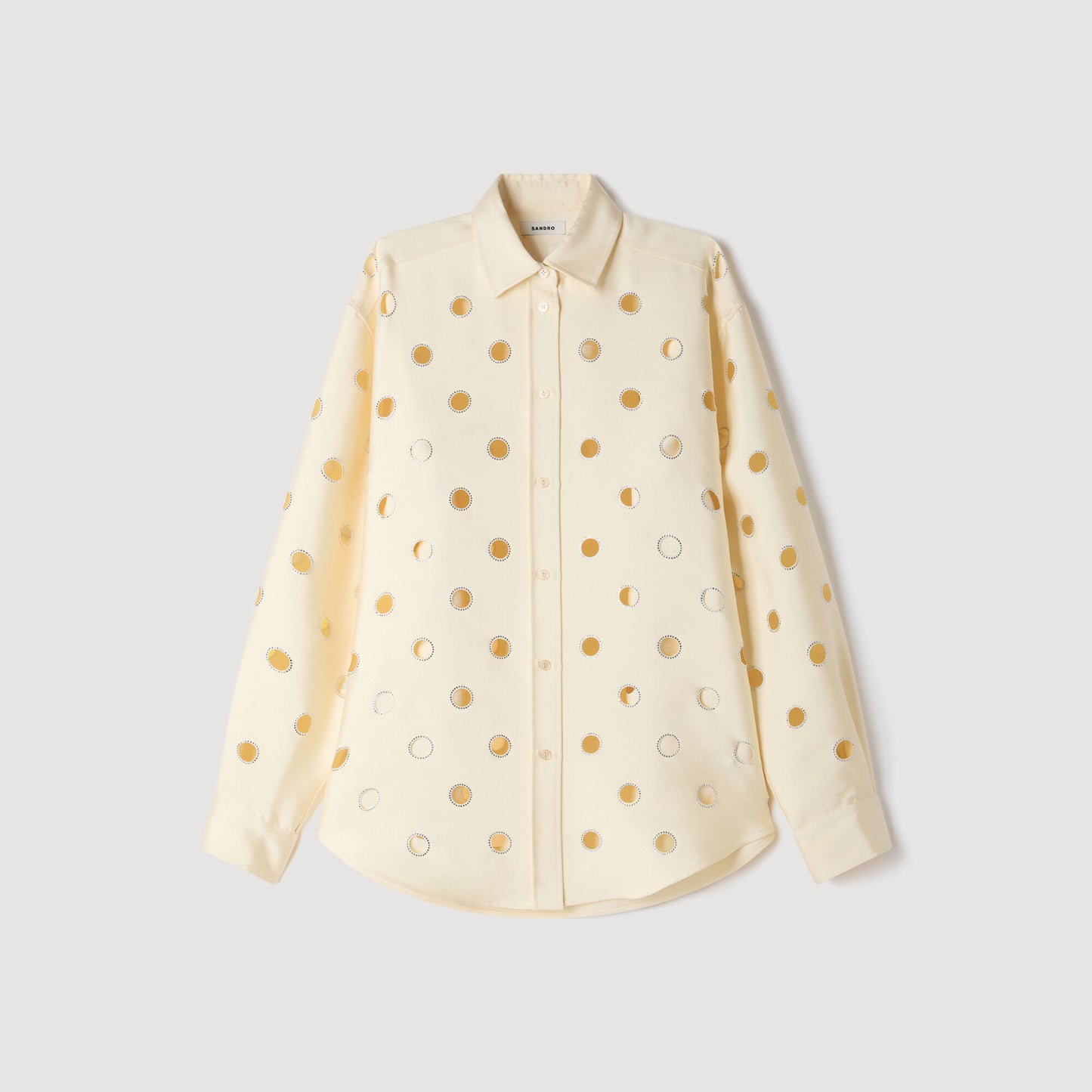 Openwork rhinestone shirt