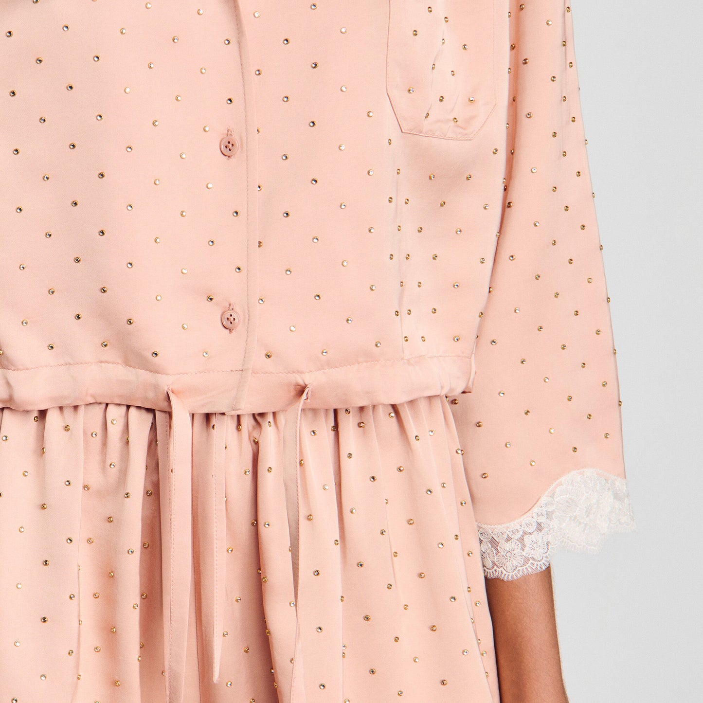 Shirt embellished with rhinestones