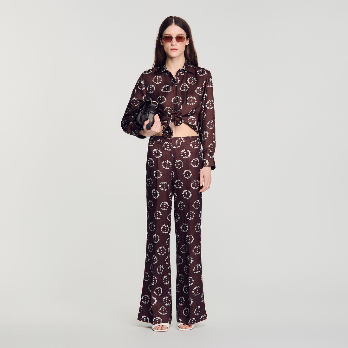 Floral print silk shirt