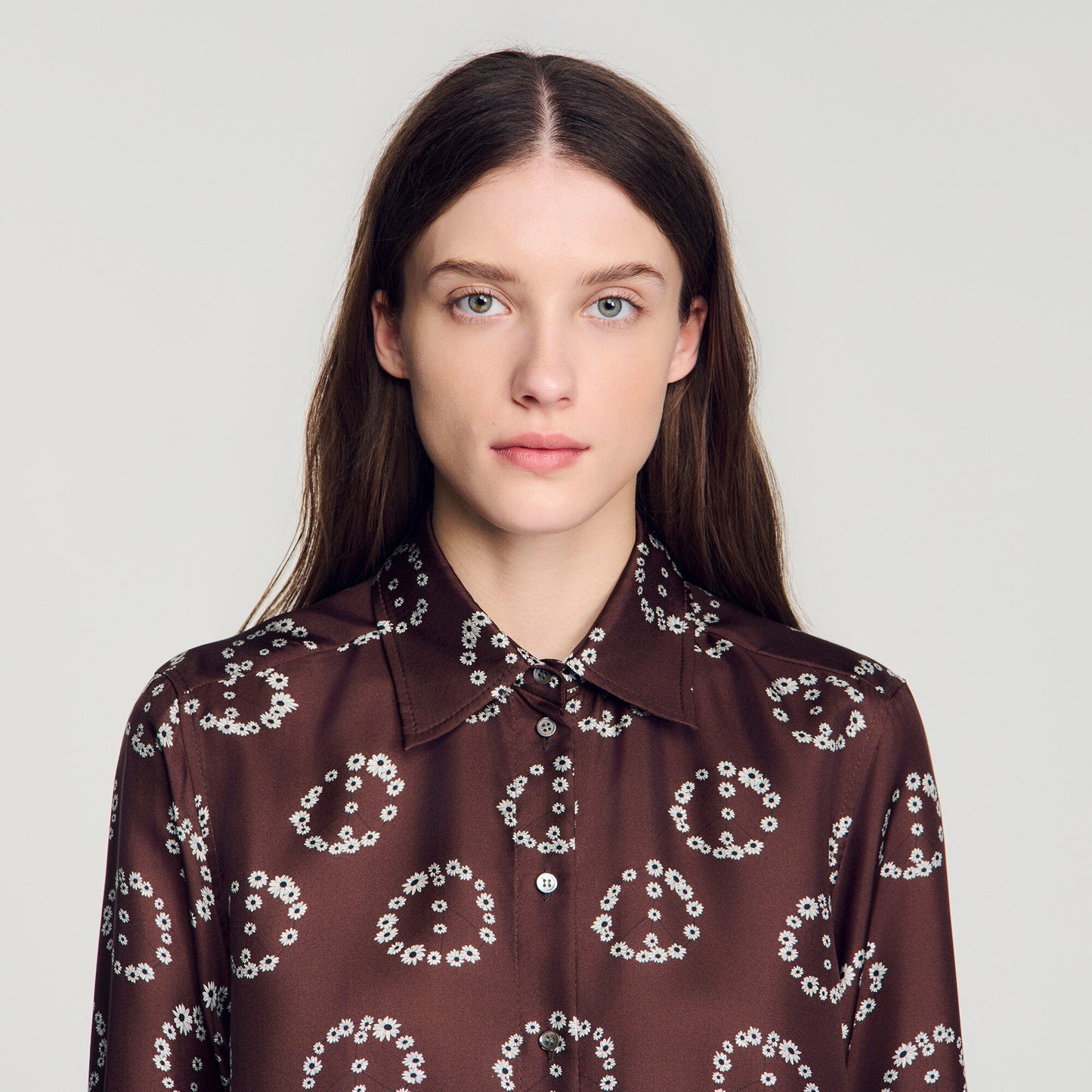 Floral print silk shirt