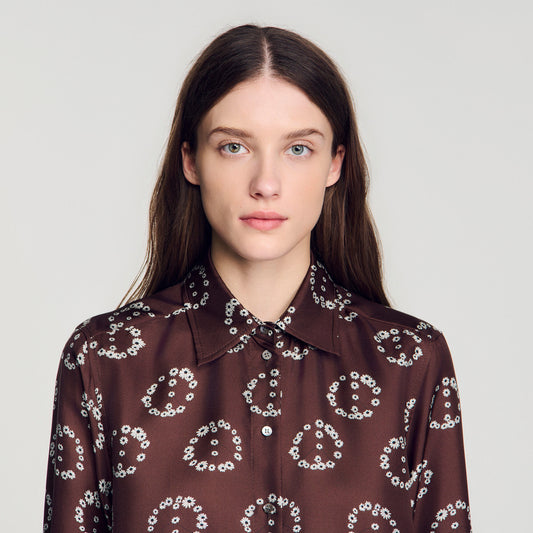 Floral print silk shirt