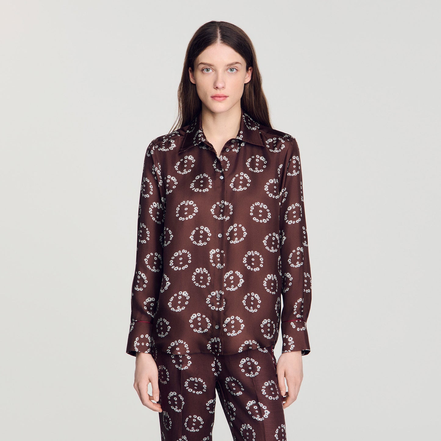 Floral print silk shirt