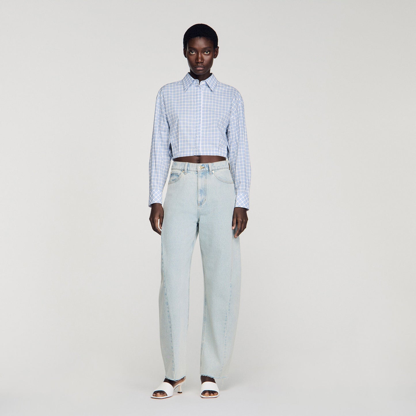 Faded barrel cotton jeans