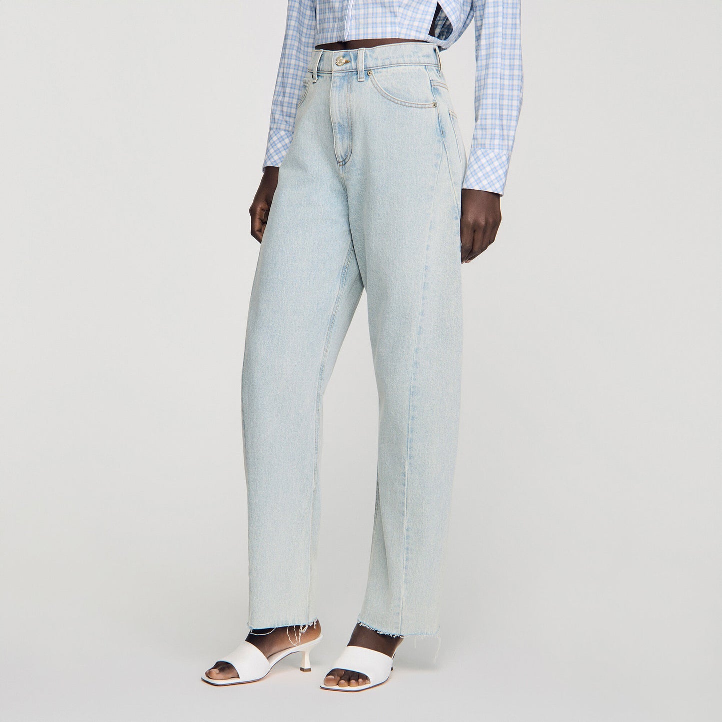 Faded barrel cotton jeans
