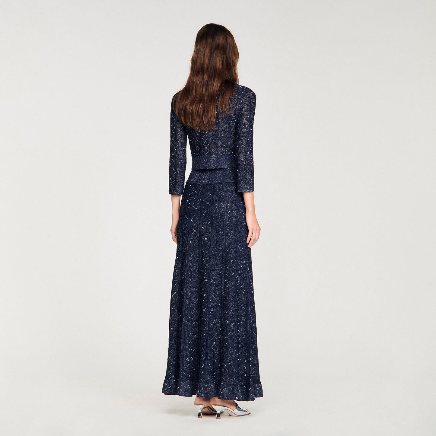 Rhinestone knit maxi skirt