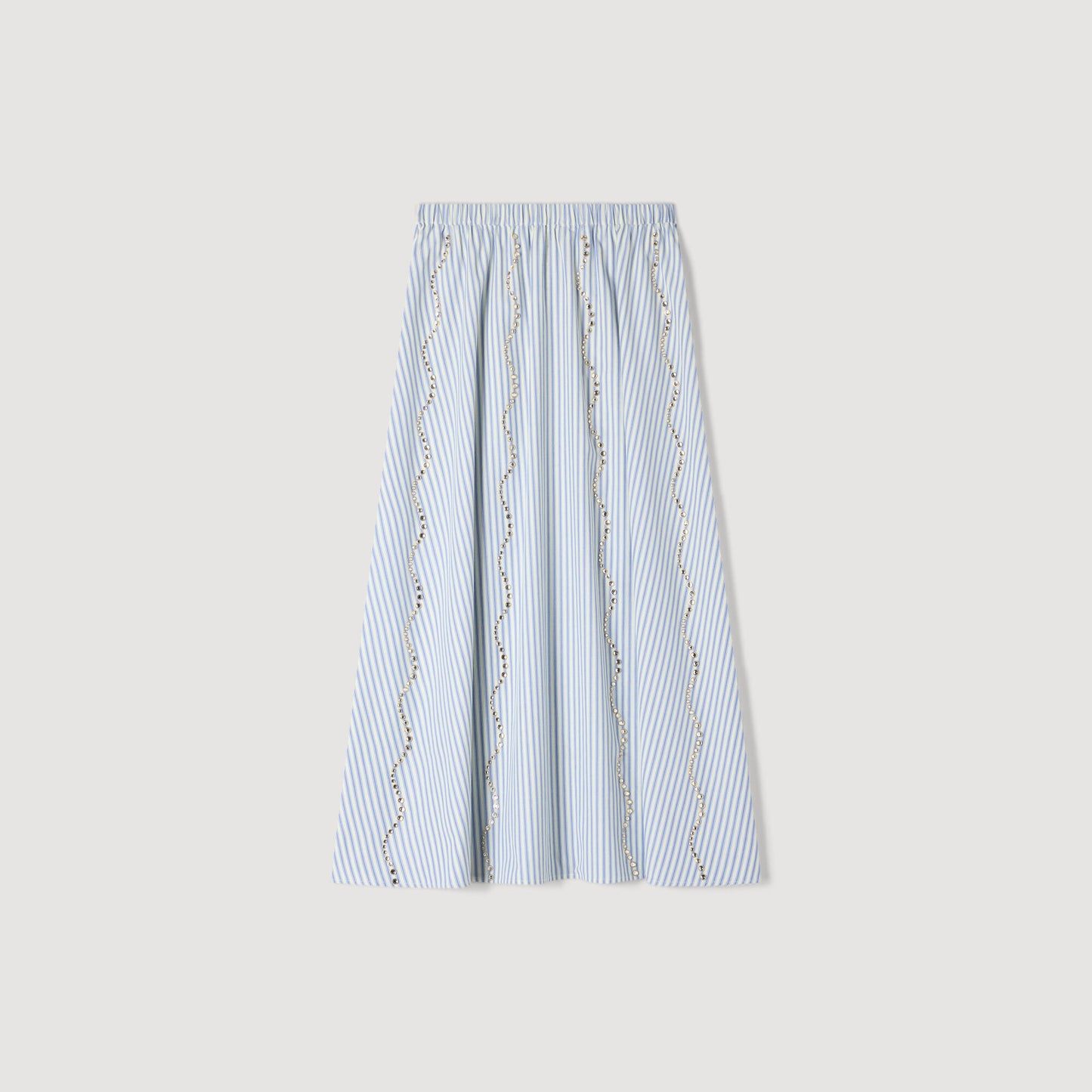 Rhinestone striped long skirt