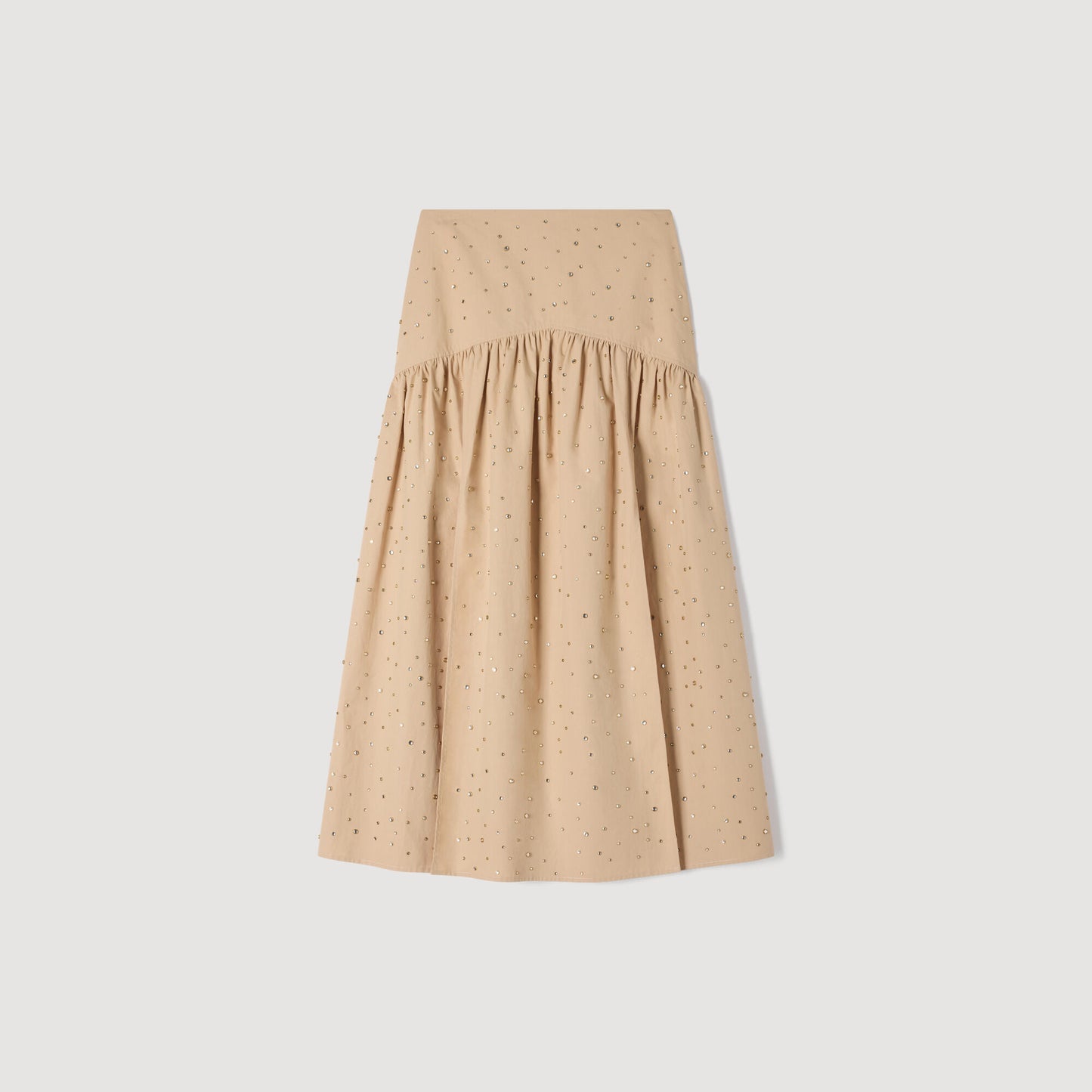 Long rhinestone cotton skirt