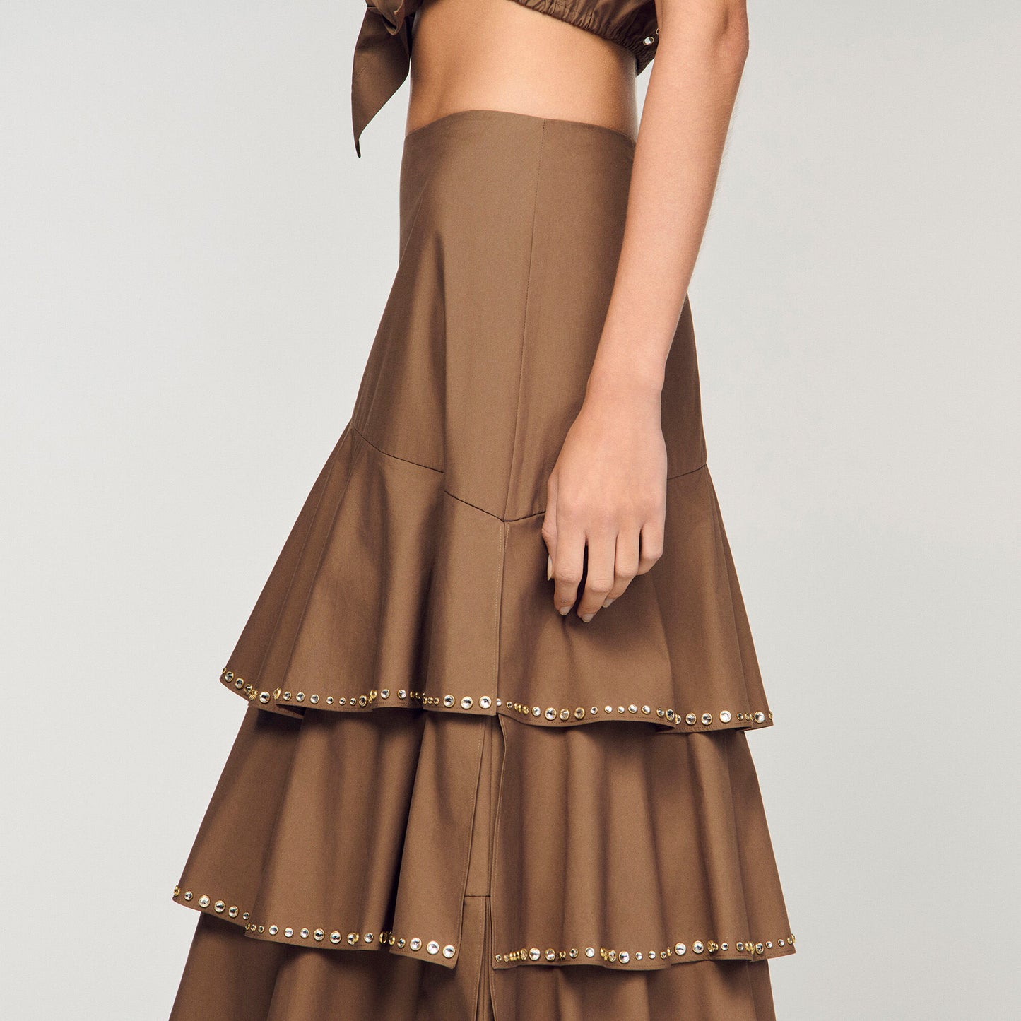 Long ruffled rhinestone skirt