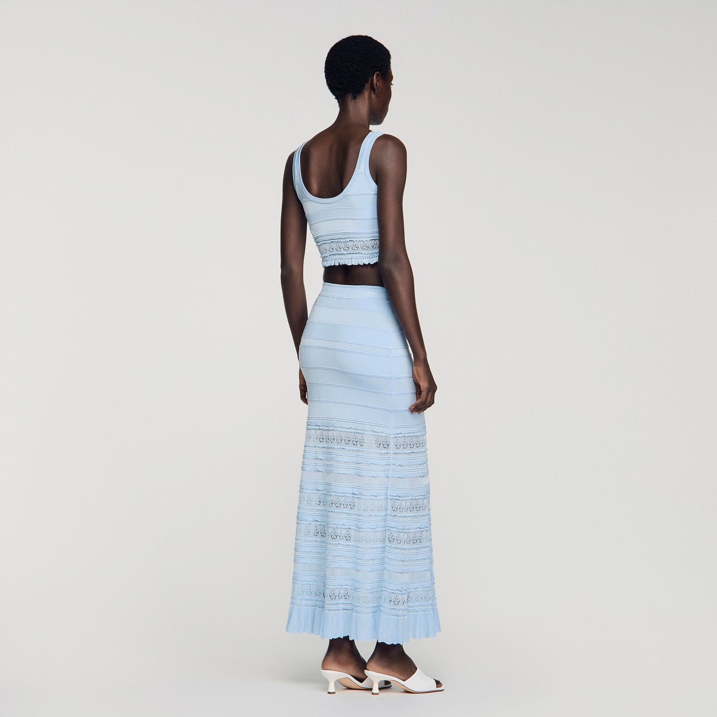 Pointelle knit maxi skirt