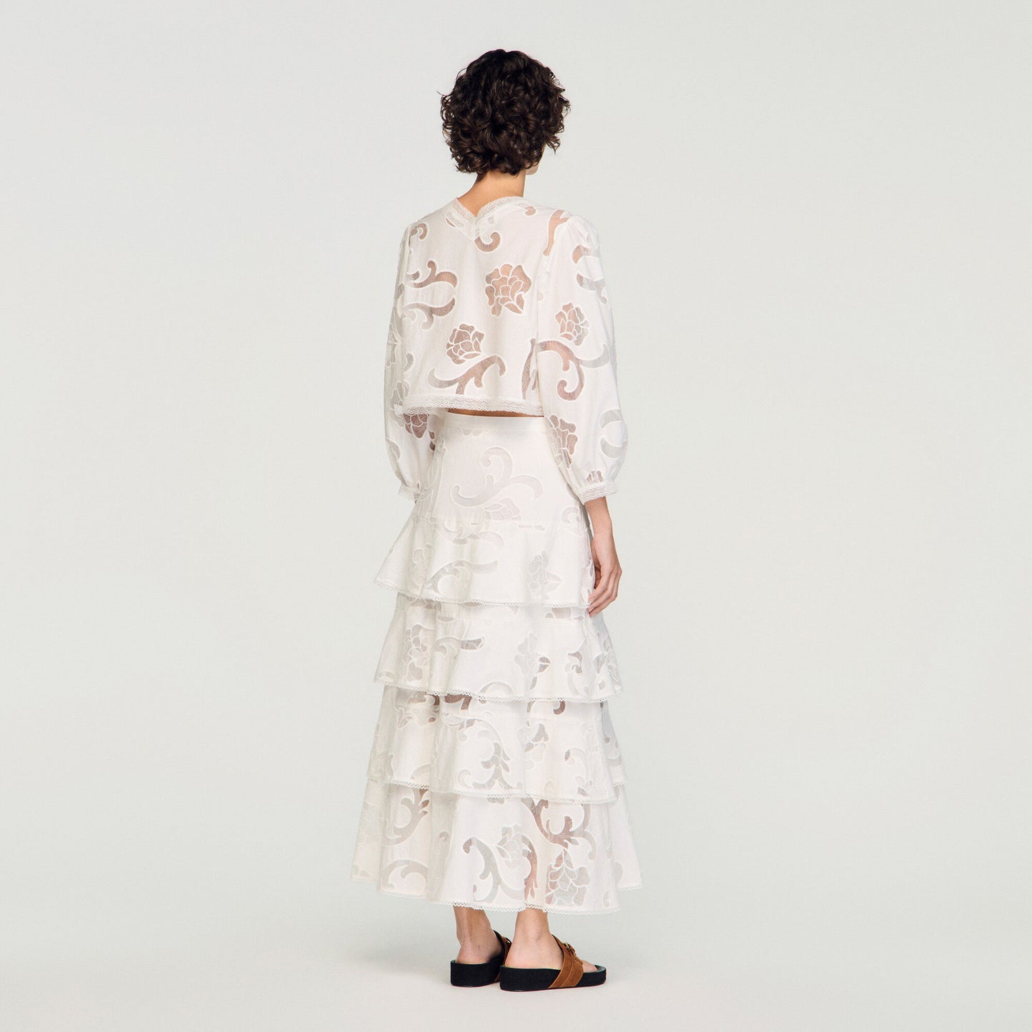Long openwork cotton skirt