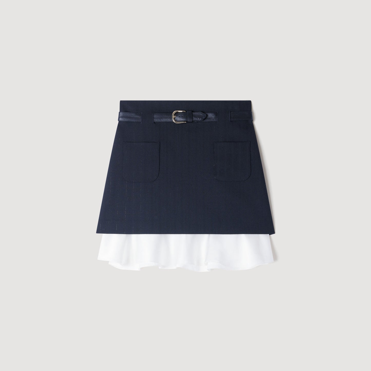 Short striped ruffled skirt