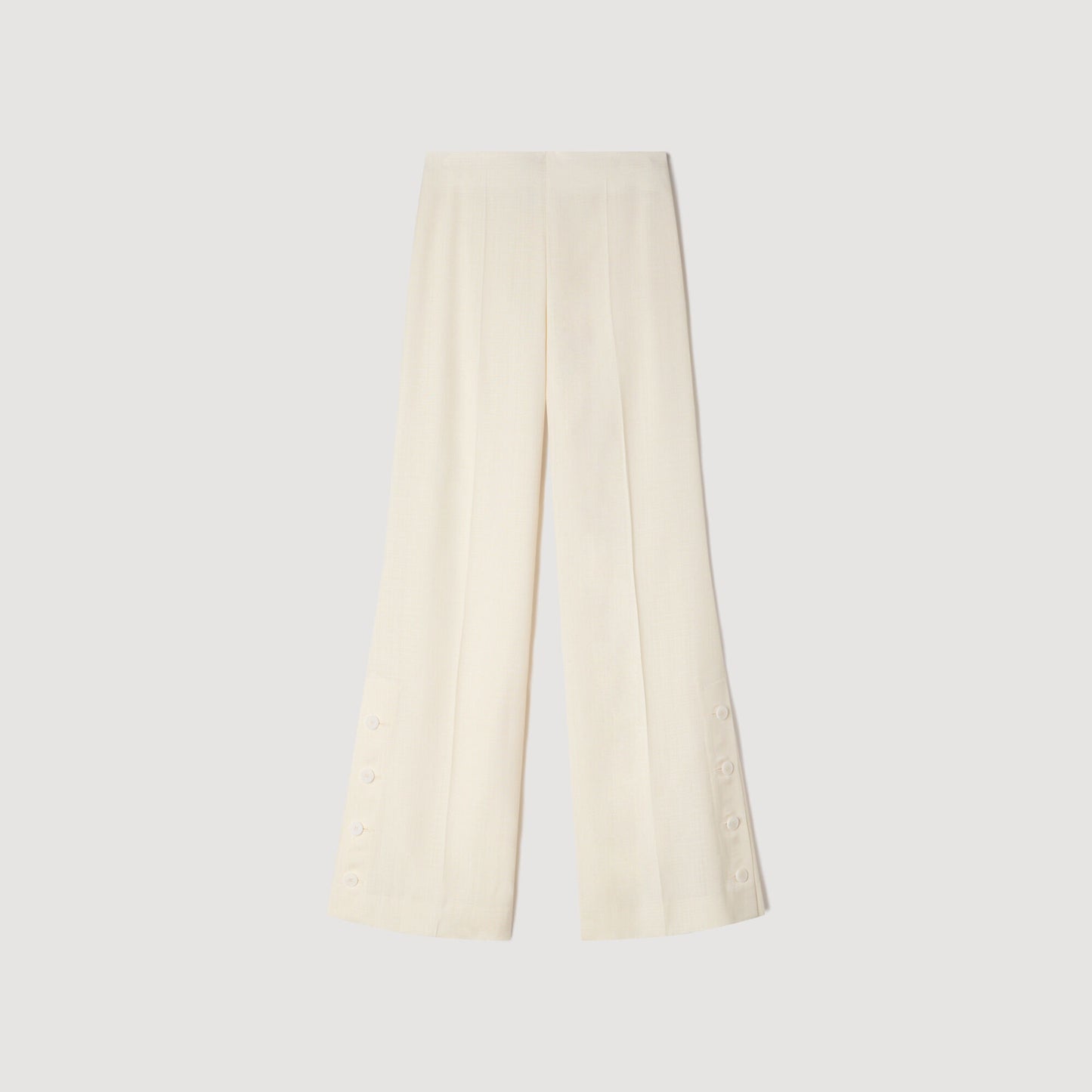 Buttoned-slit straight-leg trousers