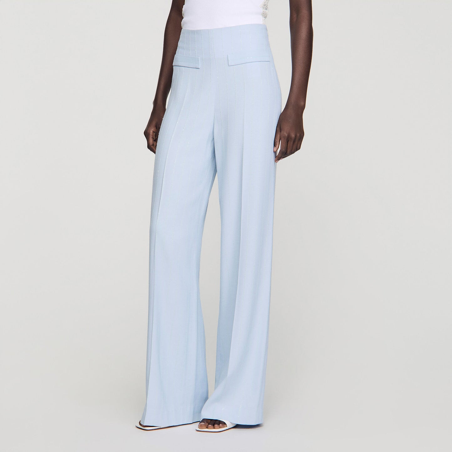 Striped sequin trousers