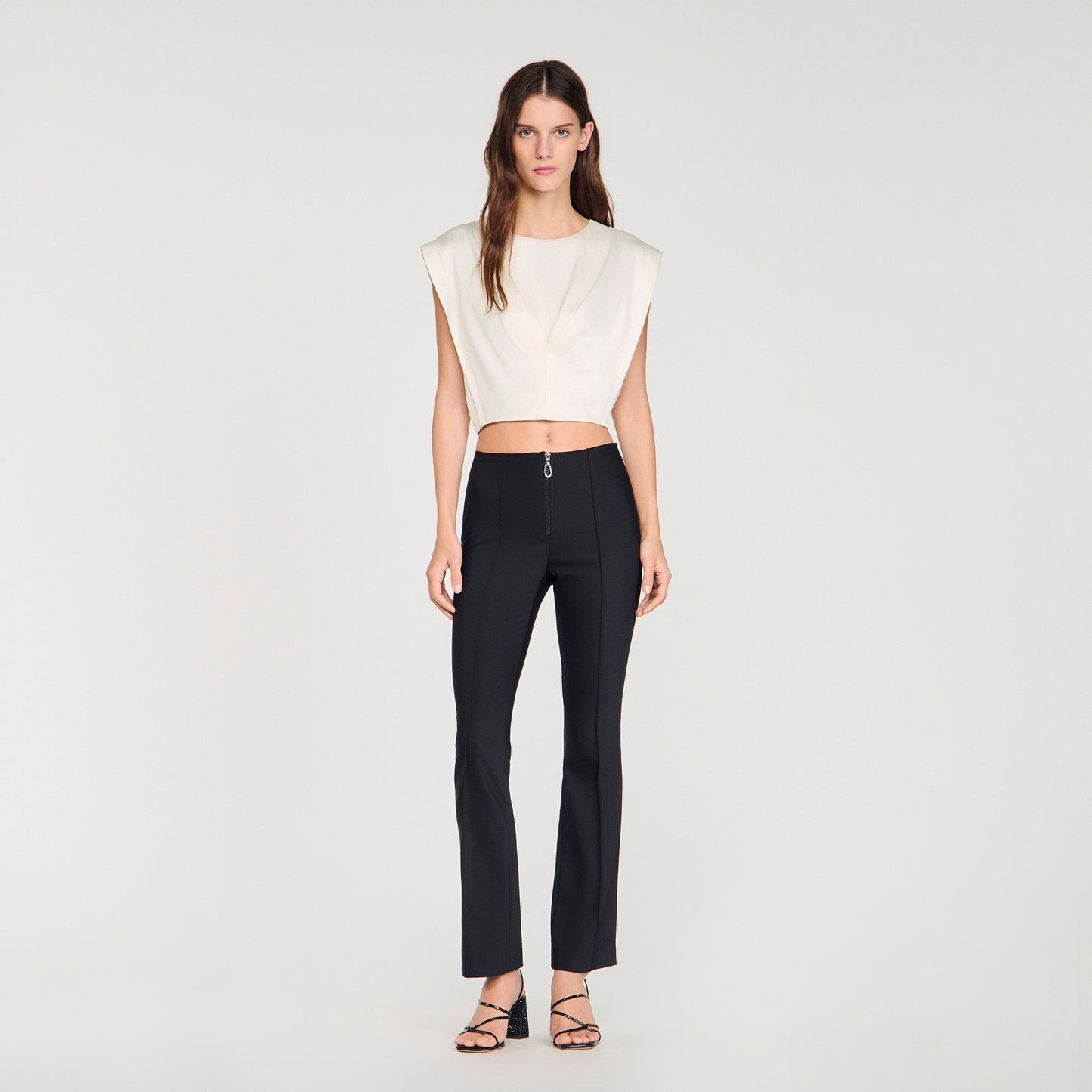 Pleat and zip trousers