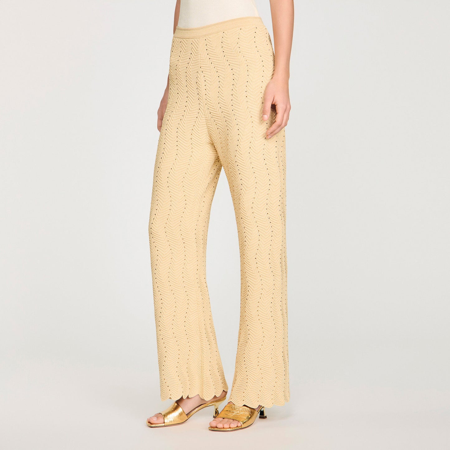 Rhinestone knit trousers
