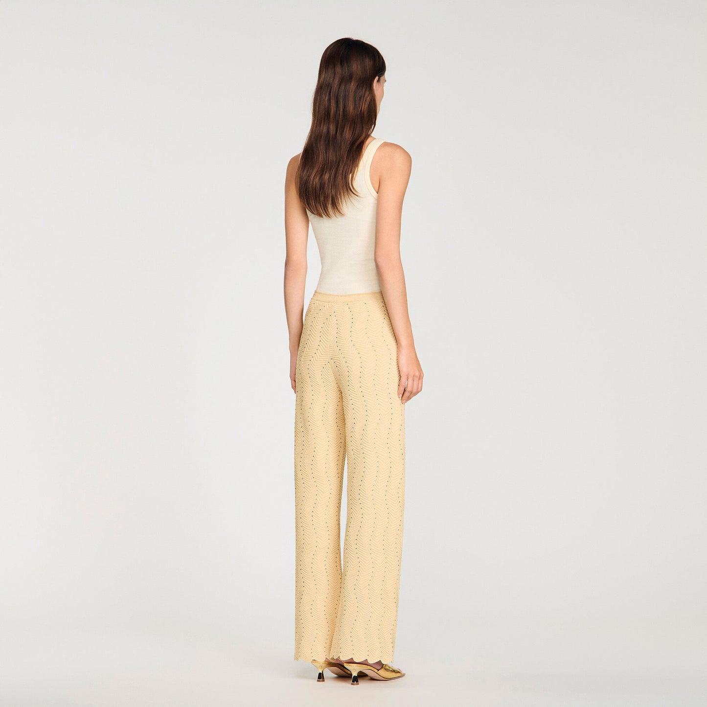 Rhinestone knit trousers