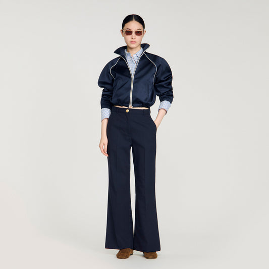 Wide-leg wool trousers