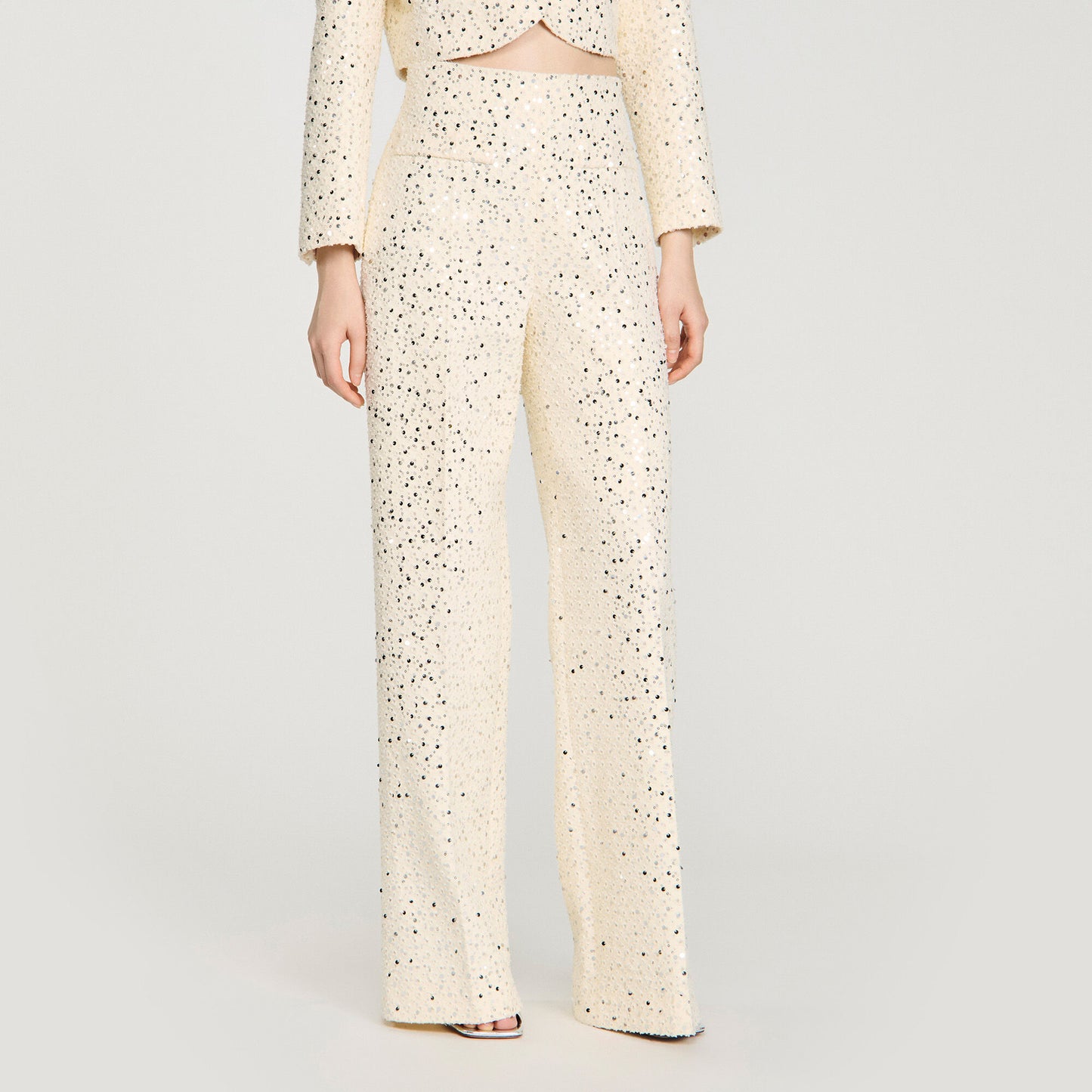 Sequin straight-leg cotton trousers