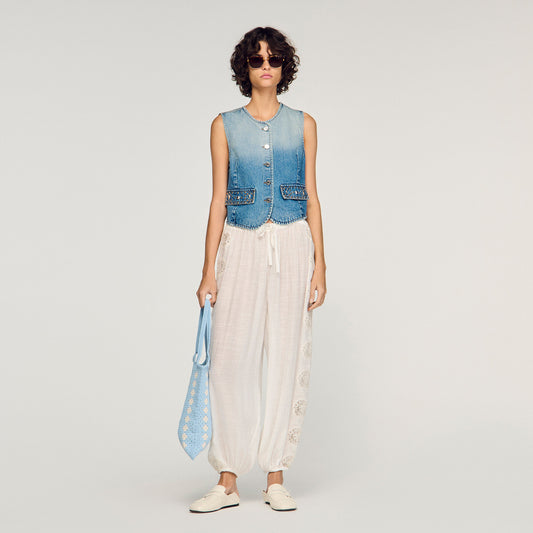 Crinkled wide-leg trousers
