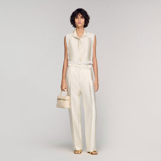 Satin-effect trousers