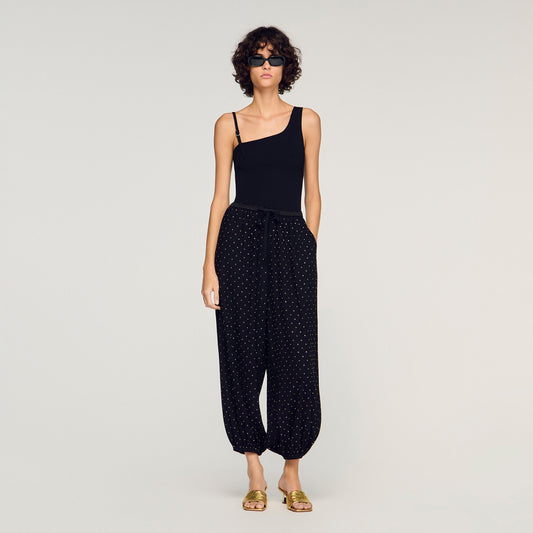 Rhinestone wide-leg trousers