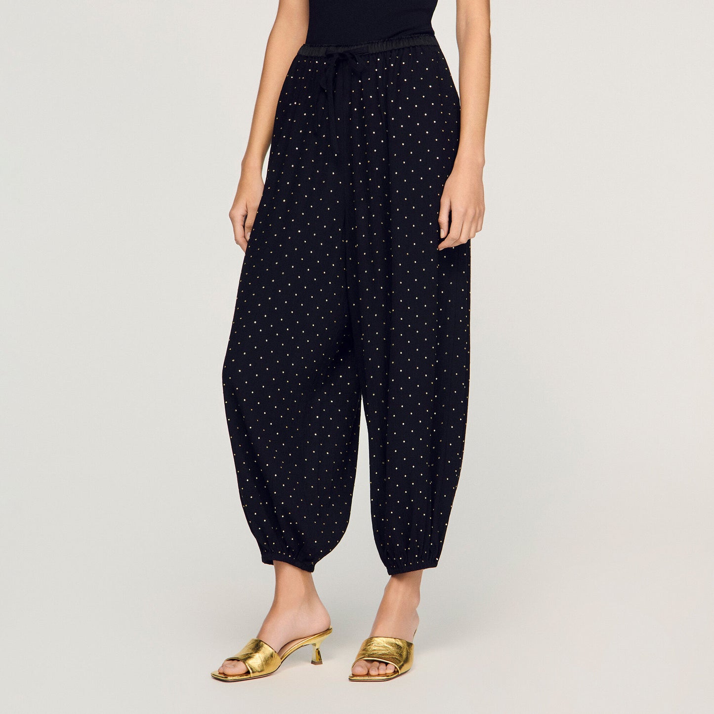 Rhinestone wide-leg trousers