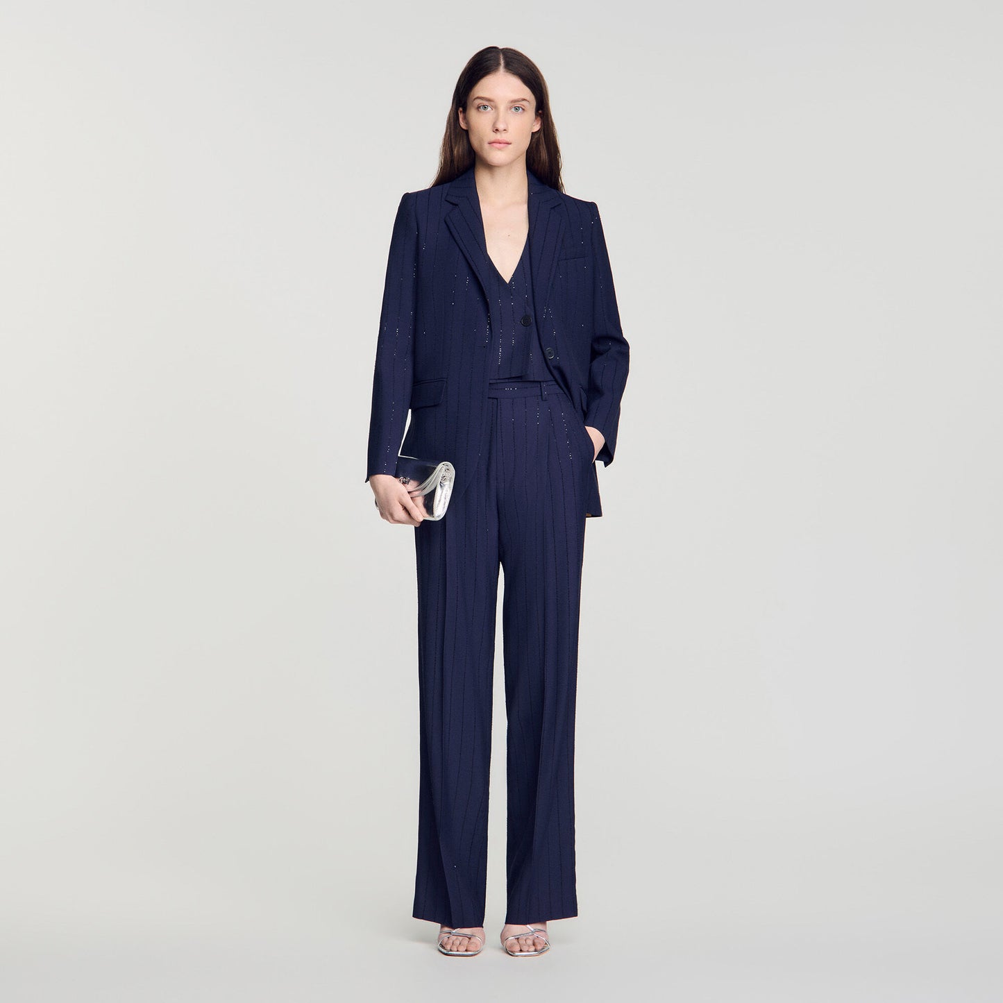 Striped sequin trousers