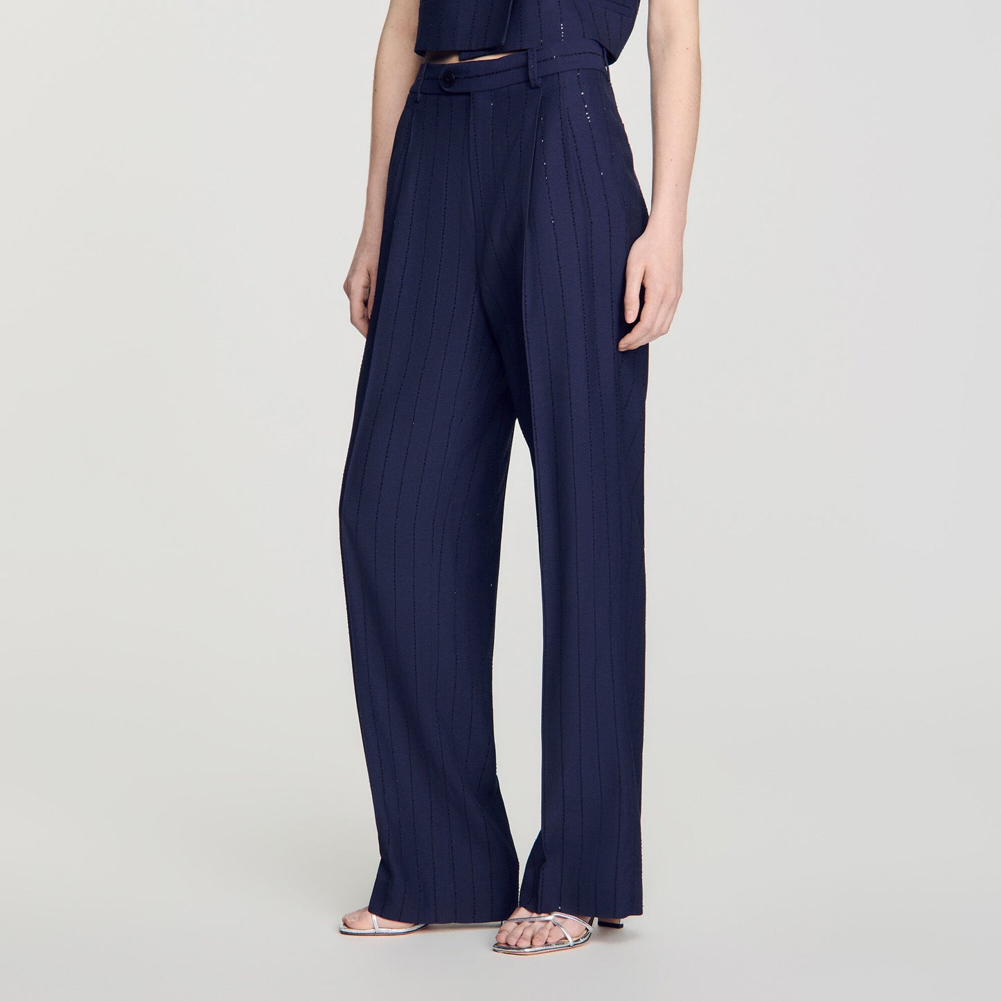 Striped sequin trousers