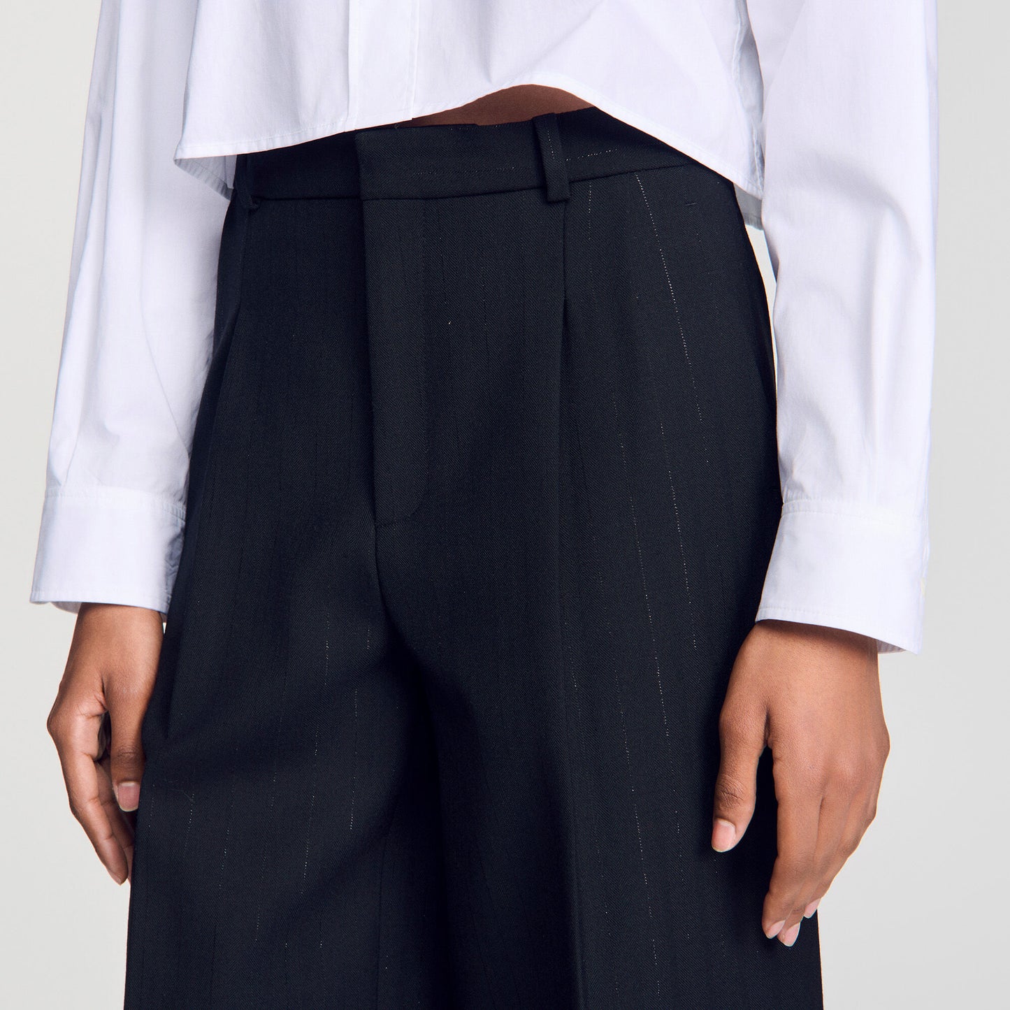 Striped wide-leg trousers