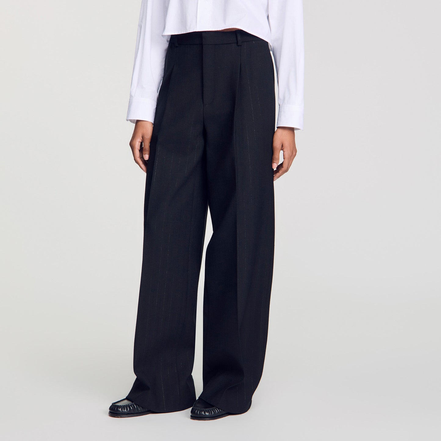 Striped wide-leg trousers