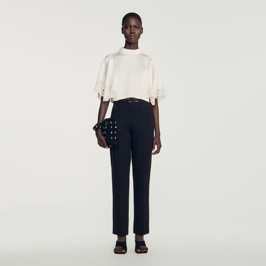 Stretch straight-leg trousers