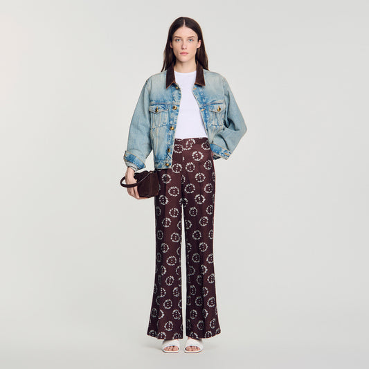 Floral-print floaty trousers