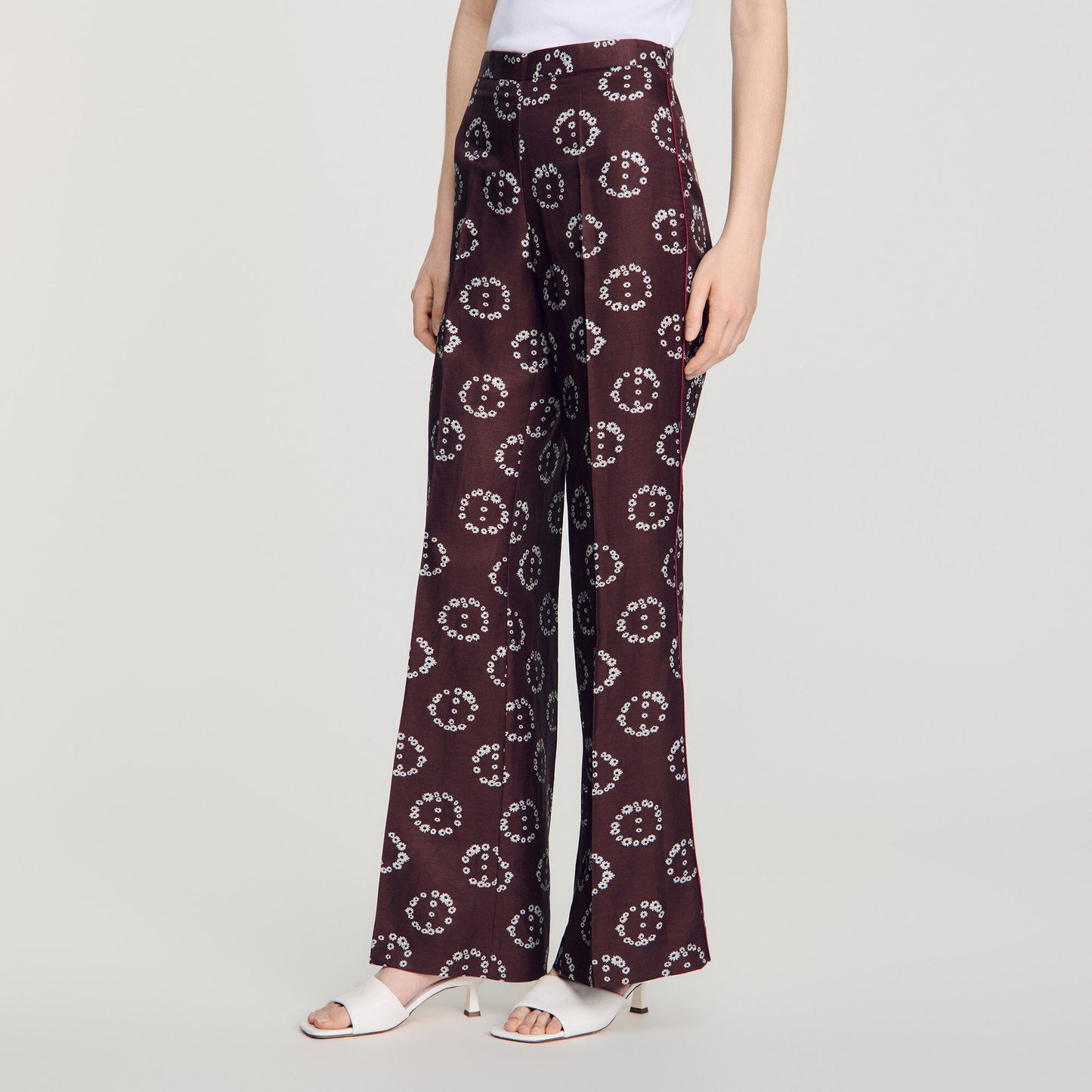 Floral-print floaty trousers