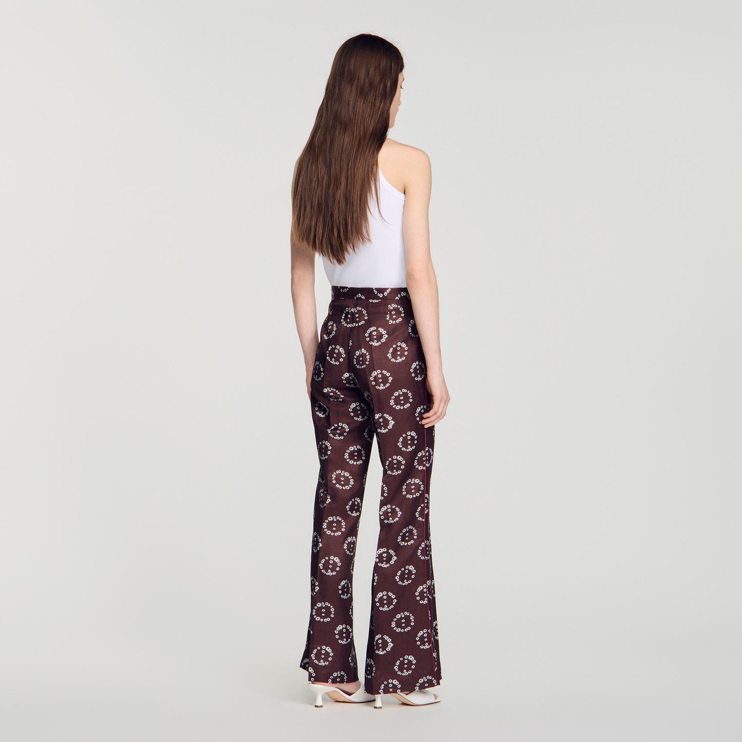 Floral-print floaty trousers