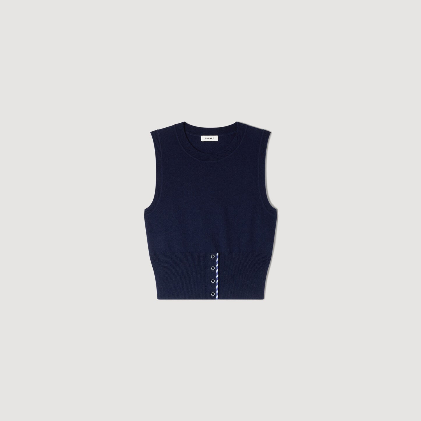 Cropped stripy wool-cashmere jumper