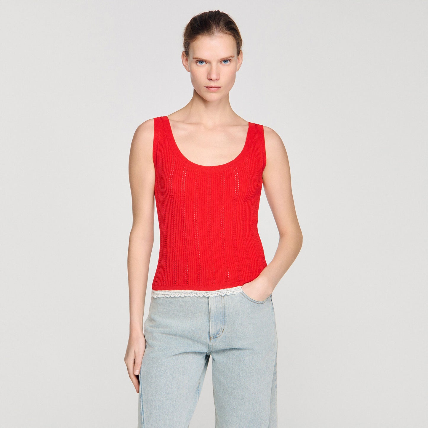 Knit and lace top