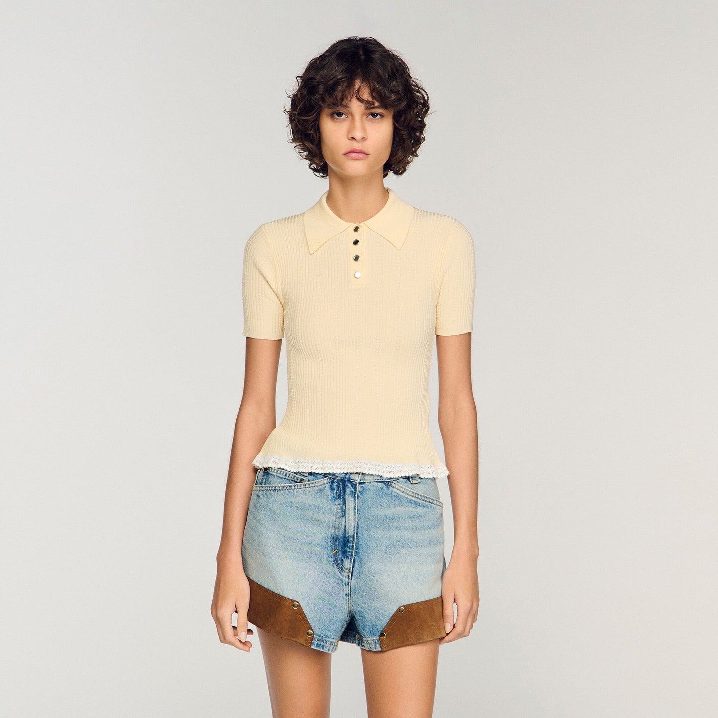 Knit polo shirt