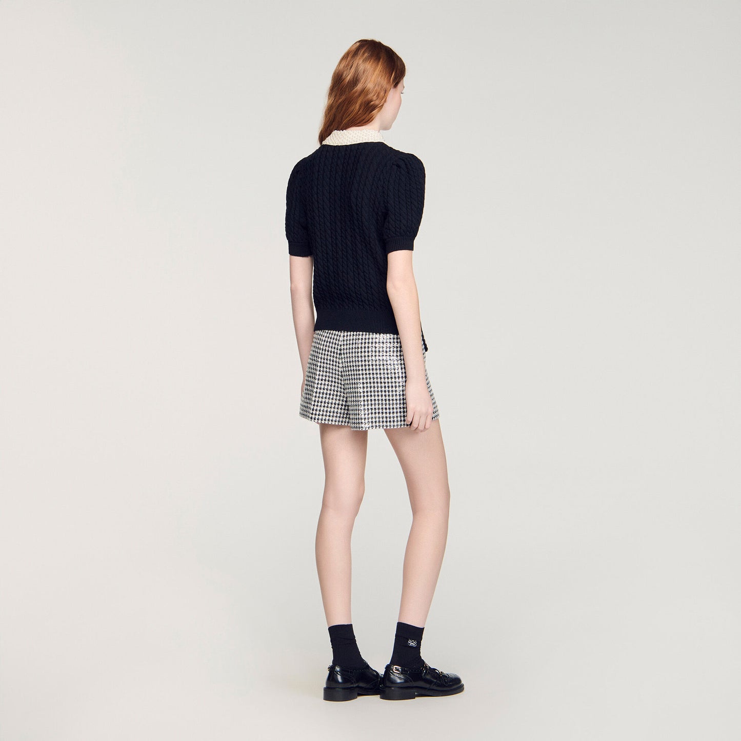 Pearl collar cable knit jumper
