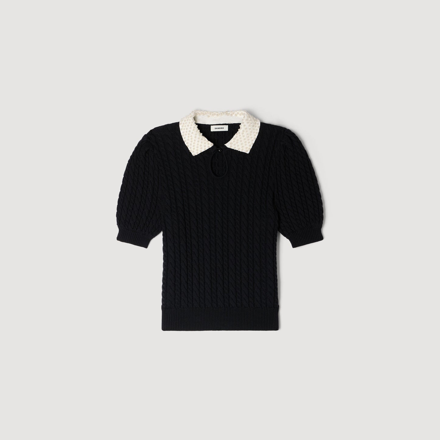 Pearl collar cable knit jumper
