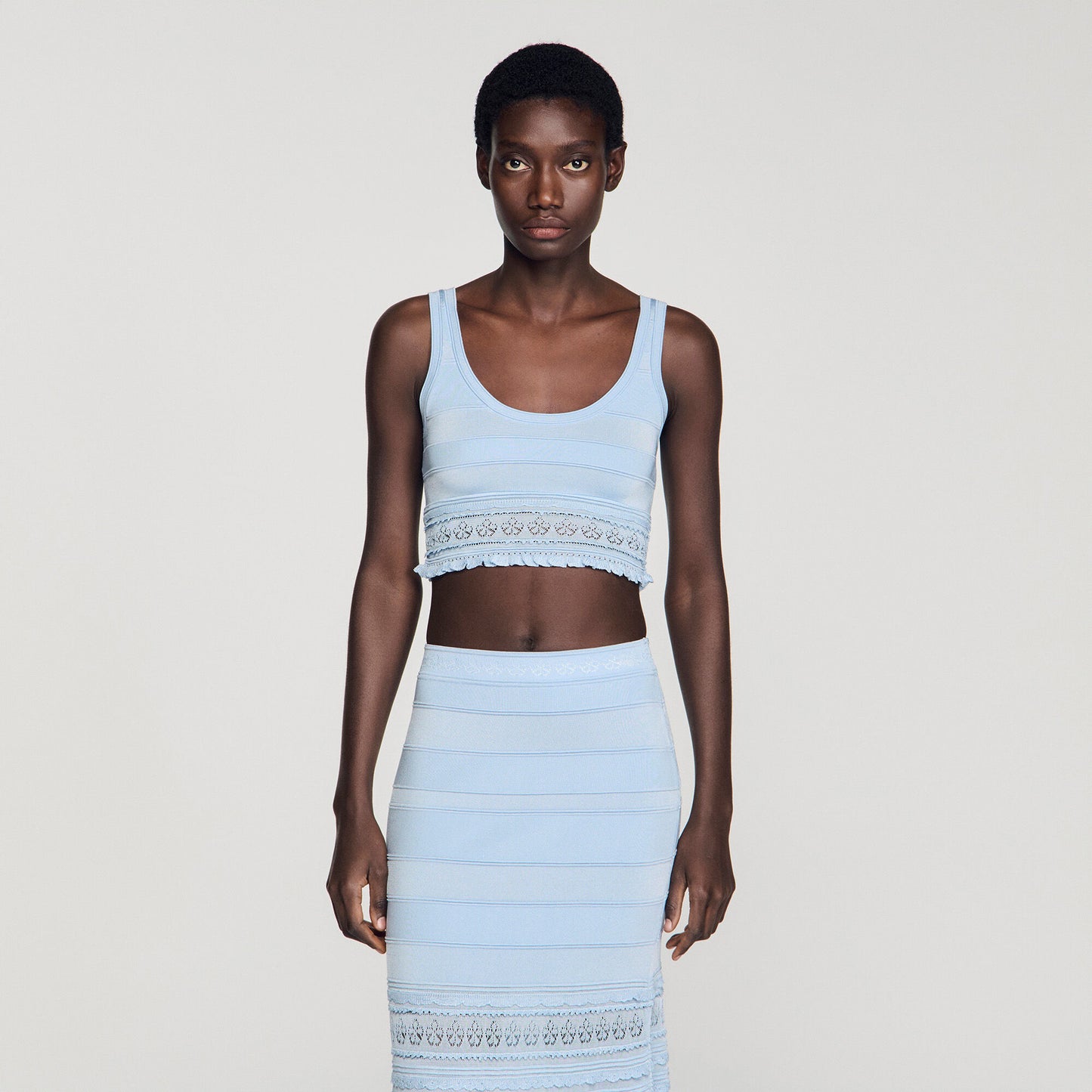 Pointelle knit crop top