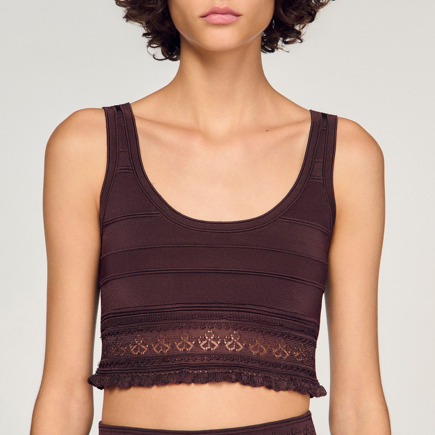 Pointelle knit crop top